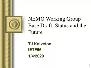 NEMO Working Group Base Draft: Status and the Future
