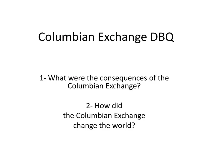 columbian exchange dbq