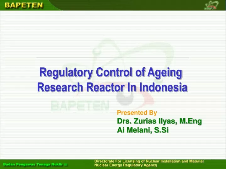 regulatory control of ageing research reactor