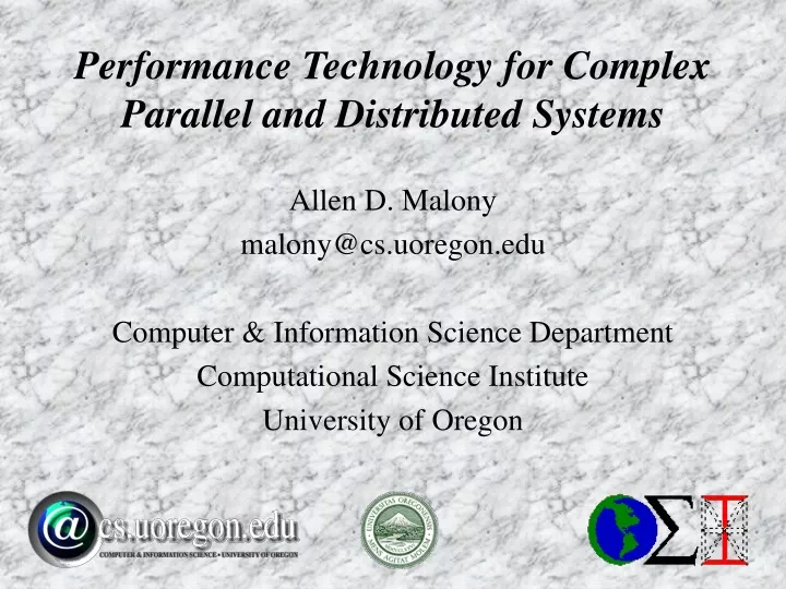 performance technology for complex parallel and distributed systems