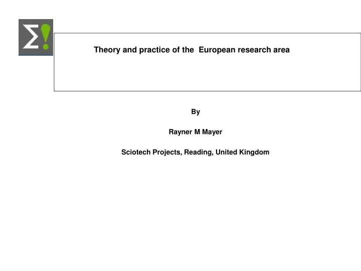 theory and practice of the european research area