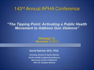 “The Tipping Point: Activating a Public Health Movement to Address Gun Violence” Chicago, IL