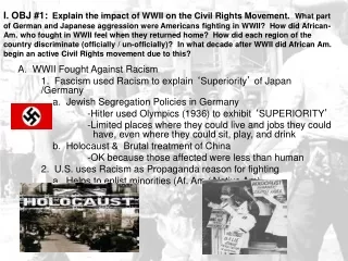 A.  WWII Fought Against Racism