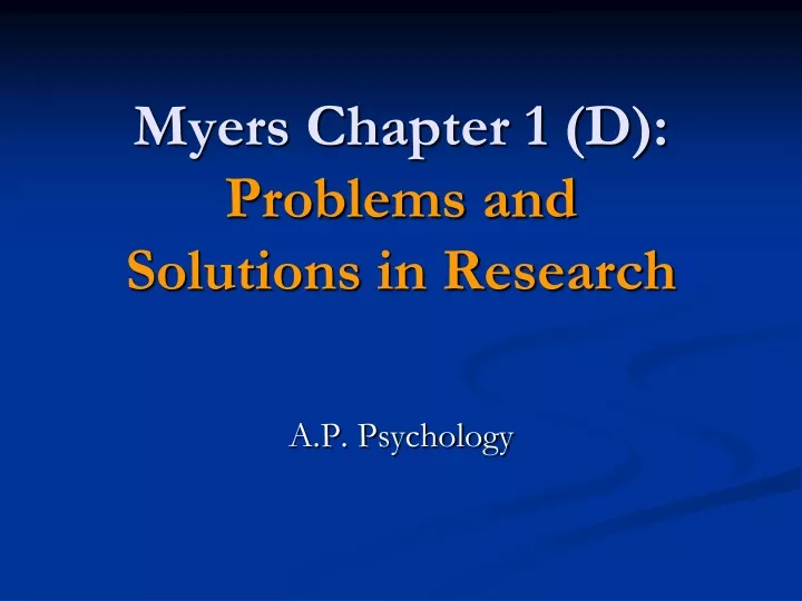 myers chapter 1 d problems and solutions in research