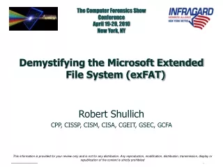 The Computer Forensics Show Conference April 19-20, 2010 New York, NY