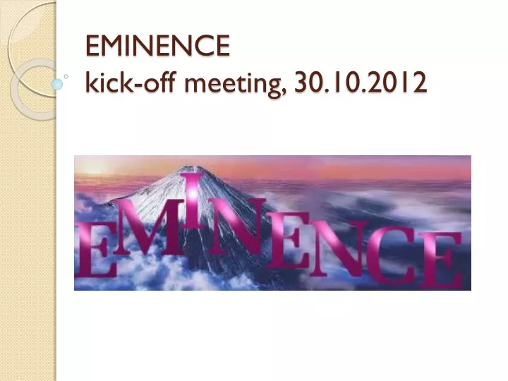 eminence kick off meeting 30 10 2012