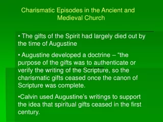 Charismatic Episodes in the Ancient and Medieval Church