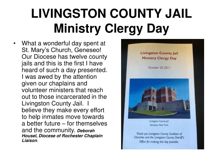livingston county jail ministry clergy day