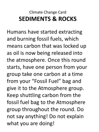 Climate Change Card SEDIMENTS &amp; ROCKS