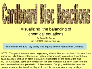 Visualizing  the balancing of chemical equations By Daniel R. Barnes