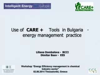 Use of   CARE + Tools  in Bulgaria   -  energy management  practice