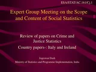 Expert Group Meeting on the Scope and Content of Social Statistics
