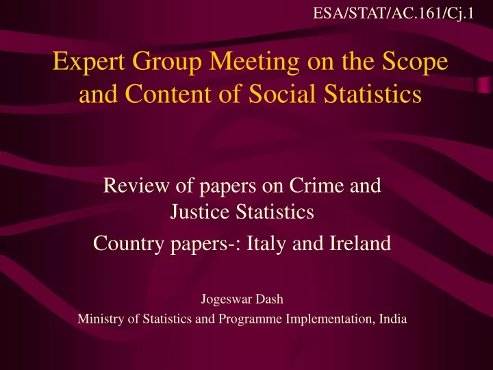 expert group meeting on the scope and content of social statistics