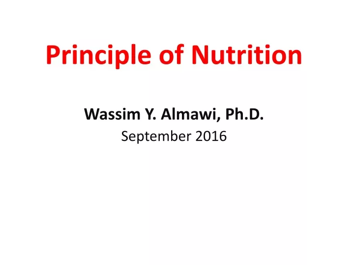 principle of nutrition wassim y almawi