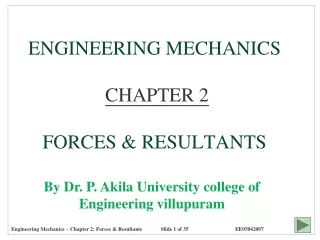 ENGINEERING MECHANICS CHAPTER 2 FORCES &amp; RESULTANTS
