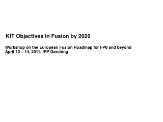 KIT Objectives in Fusion by 2020