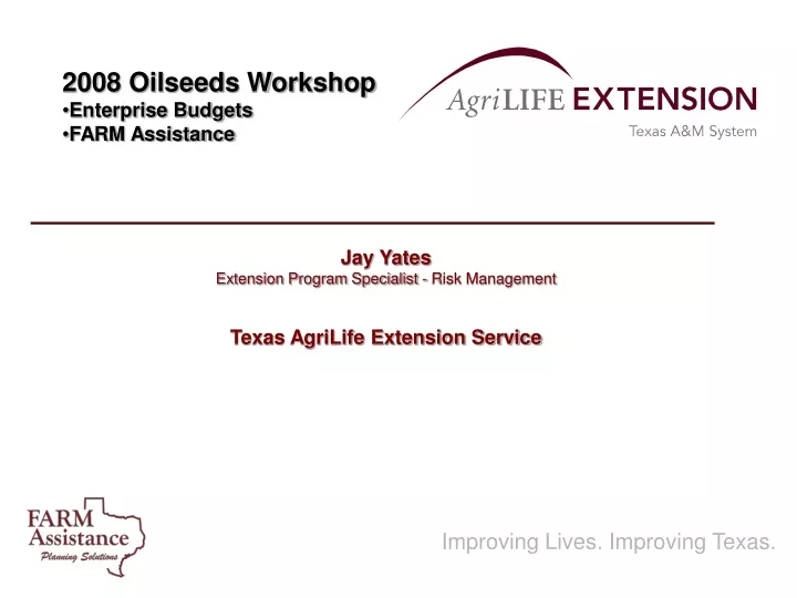 2008 oilseeds workshop enterprise budgets farm