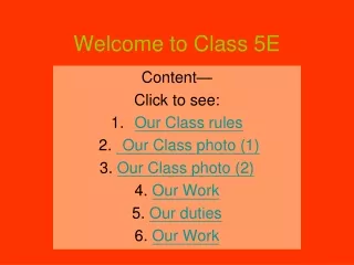 Welcome to Class 5E