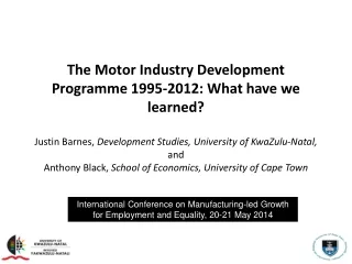 International Conference on Manufacturing-led Growth for Employment and Equality , 20-21 May 2014