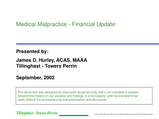 Medical Malpractice - Financial Update