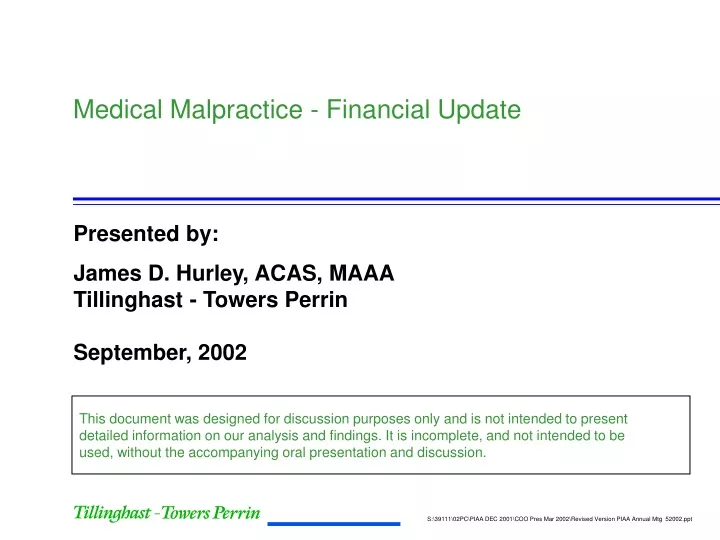 medical malpractice financial update