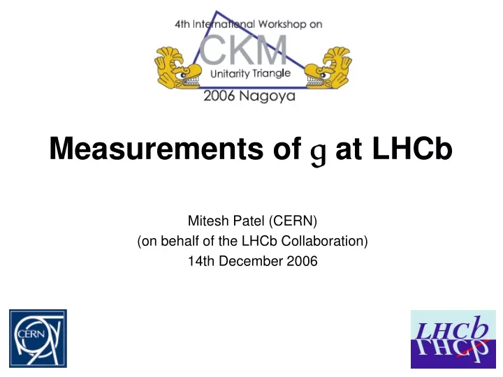 measurements of g at lhcb