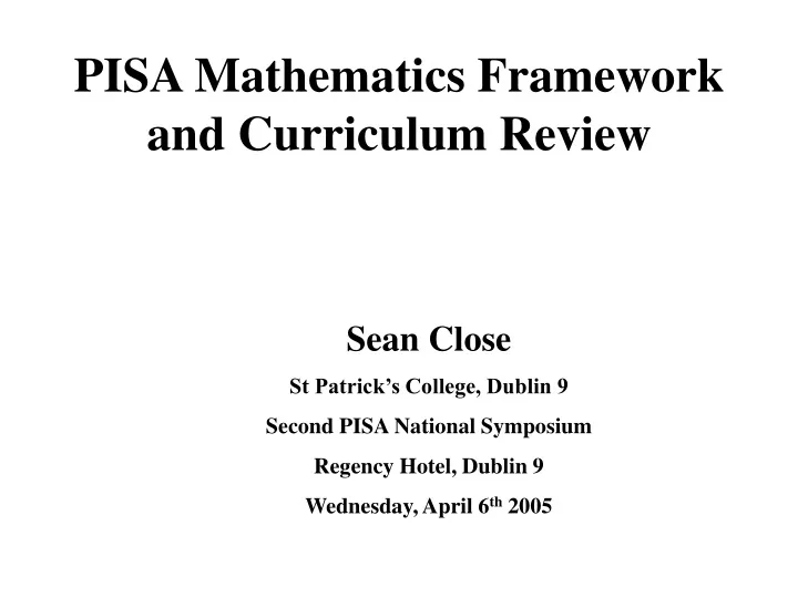pisa mathematics framework and curriculum review