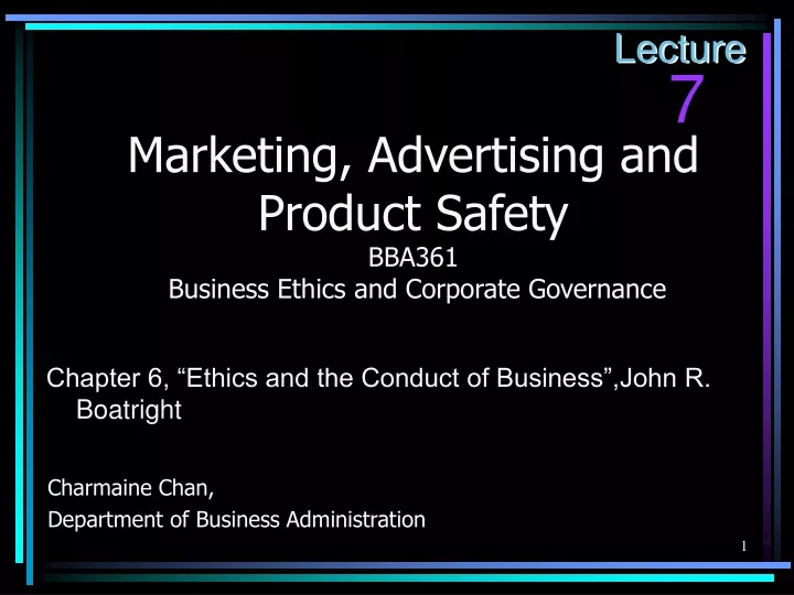 marketing advertising and product safety bba361 business ethics and corporate governance