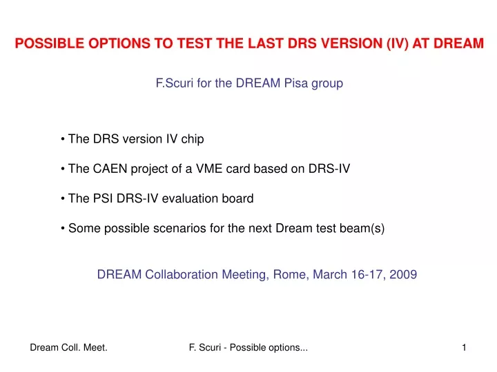 possible options to test the last drs version
