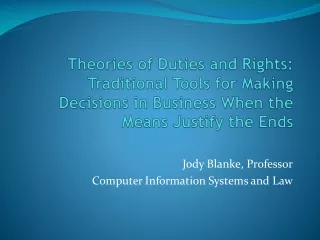 Jody Blanke, Professor Computer Information Systems and Law