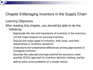 Chapter 9 Managing Inventory in the Supply Chain