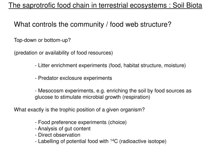 the saprotrofic food chain in terrestrial ecosystems soil biota