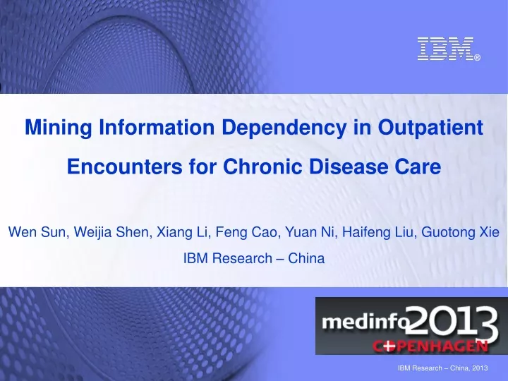 mining information dependency in outpatient encounters for chronic disease care