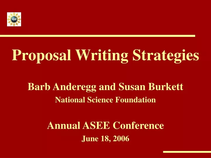 proposal writing strategies barb anderegg