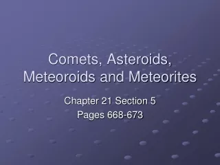 Comets, Asteroids, Meteoroids and Meteorites