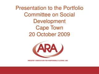 Presentation to the Portfolio Committee on Social Development Cape Town 20 October 2009