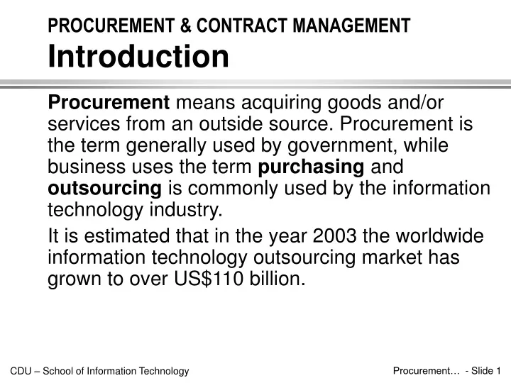 procurement contract management introduction
