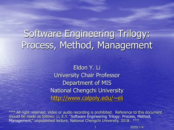 software engineering trilogy process method management