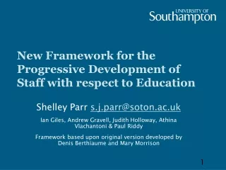 New Framework for the Progressive Development of Staff with respect to Education