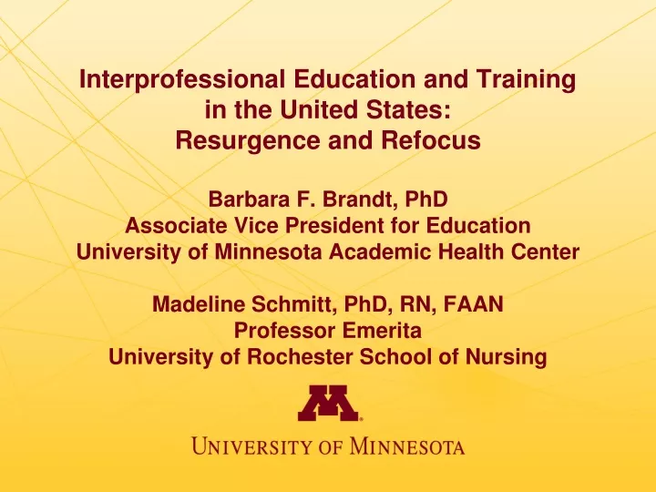 interprofessional education and training