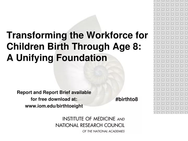 transforming the workforce for children birth