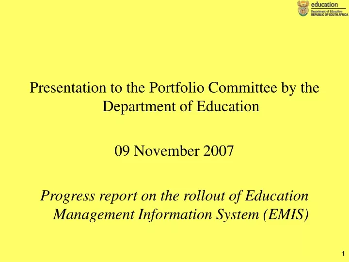 presentation to the portfolio committee