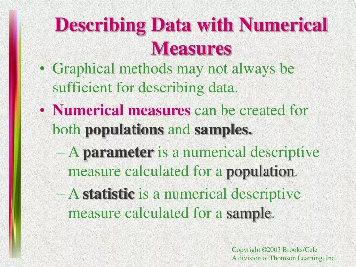 describing data with numerical measures