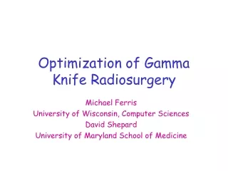 Optimization of Gamma Knife Radiosurgery