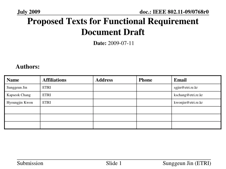 proposed texts for functional requirement document draft
