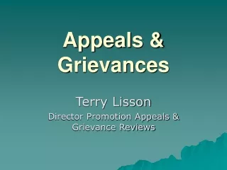 Appeals &amp; Grievances