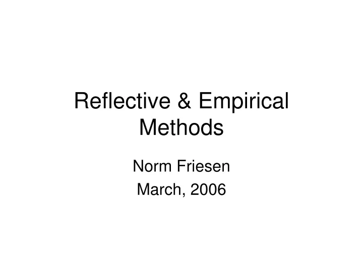 reflective empirical methods
