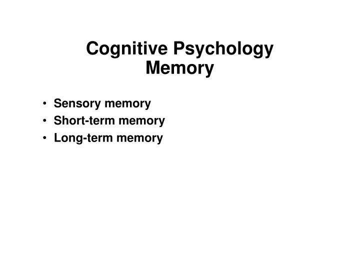 cognitive psychology memory