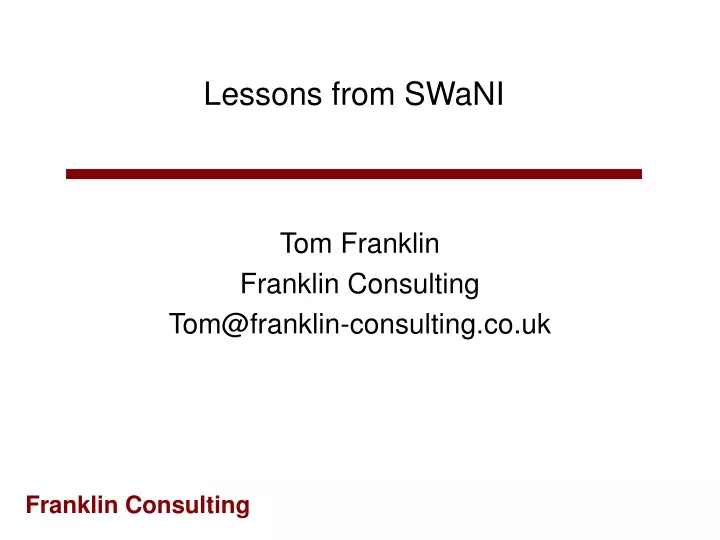 lessons from swani