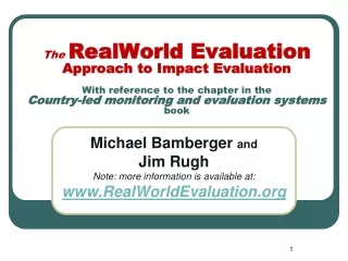 Michael Bamberger  and Jim Rugh Note: more information is available at: